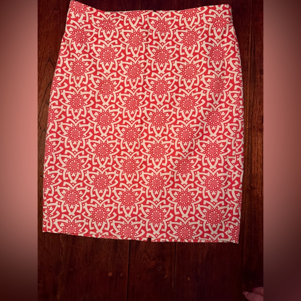 J Crew Basketweave pencil skirt CORAL LINEN Skirt Lined Back Slit Size 4 - Picture 11 of 14